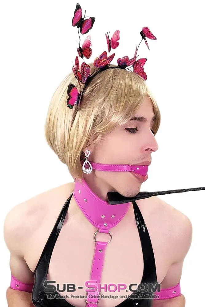 0601DL-SIS      Hot Pretty Pink Sissy Rubber Ballgag on Hot Pink Strap
