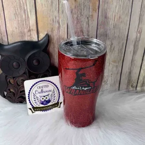 30 oz. Curved Glitter Wrangler Hockey Red Tumbler