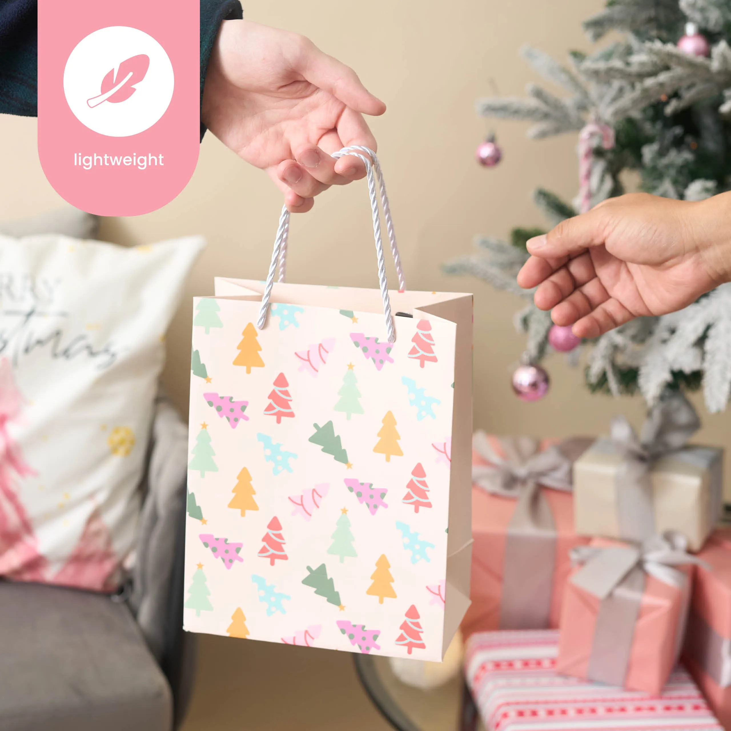 Assorted Festive Pastel Christmas Gift Bags