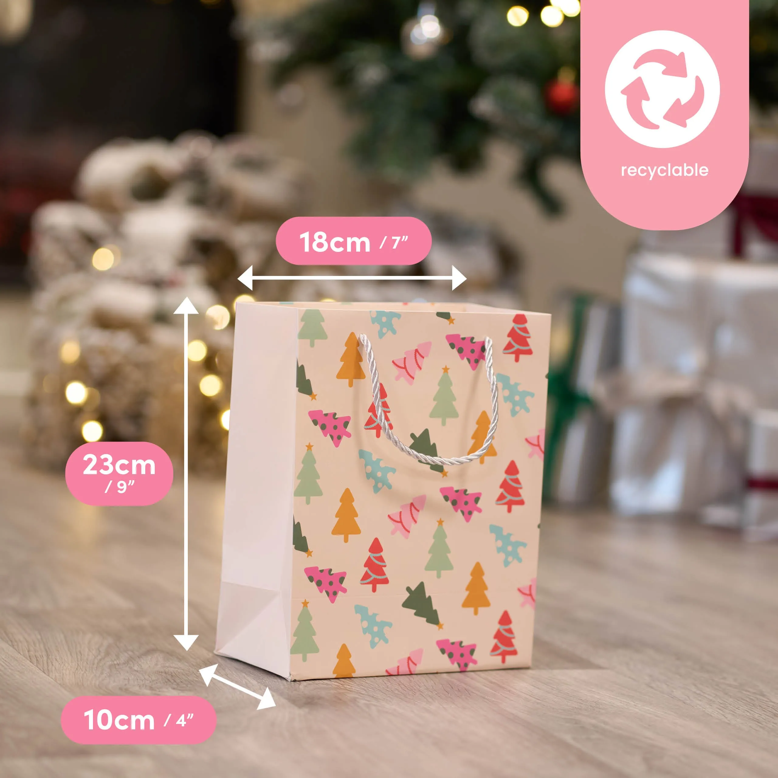 Assorted Festive Pastel Christmas Gift Bags