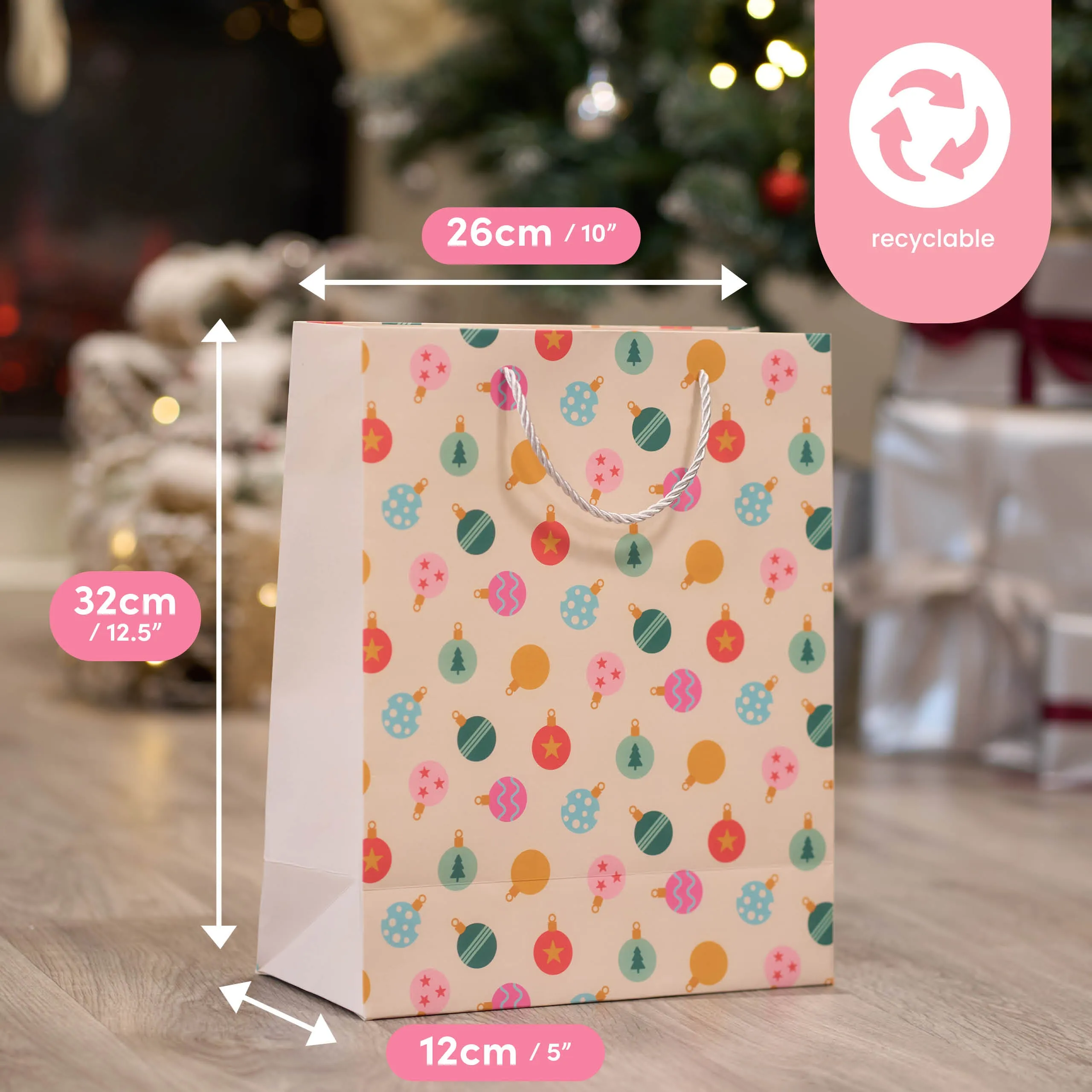 Assorted Festive Pastel Christmas Gift Bags