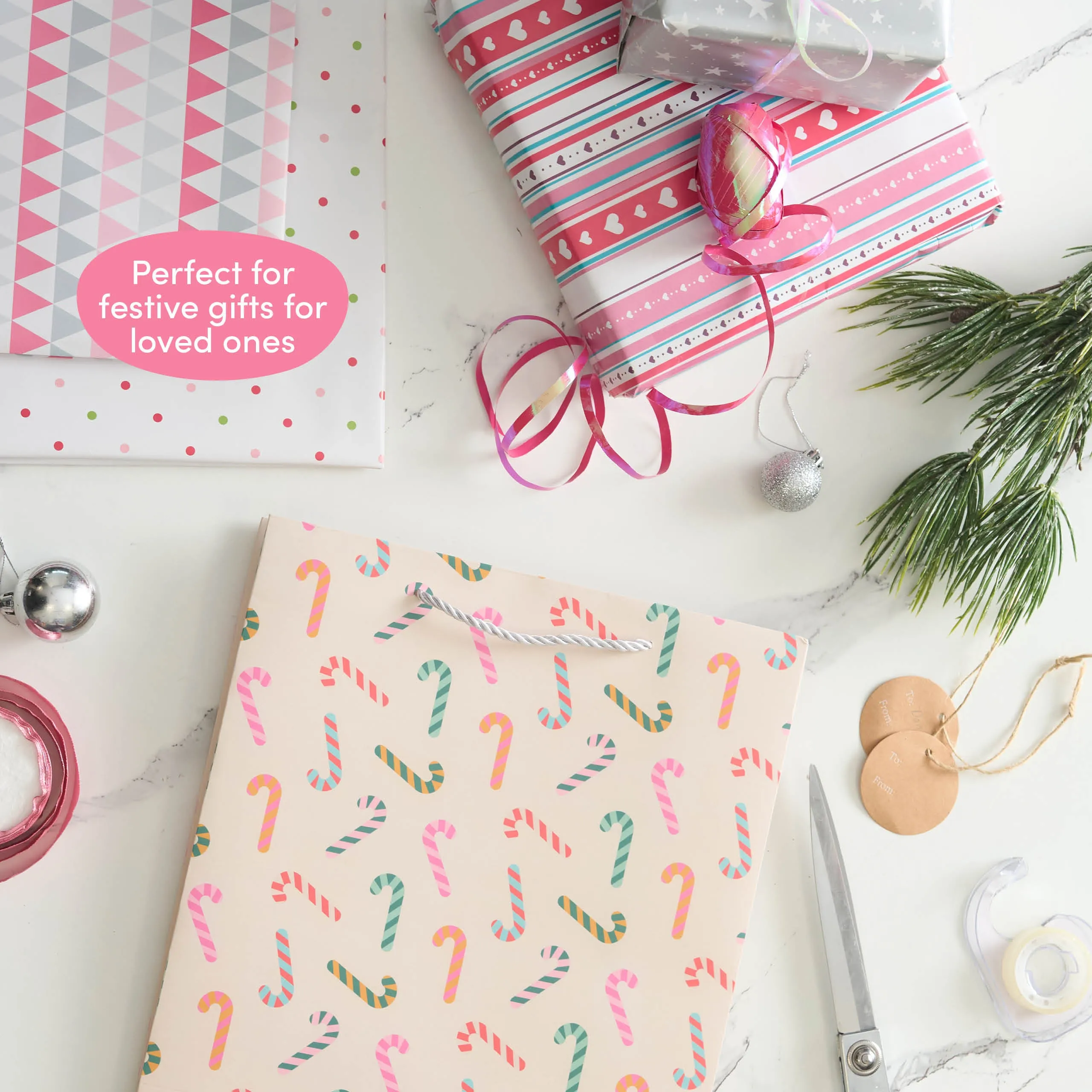Assorted Festive Pastel Christmas Gift Bags