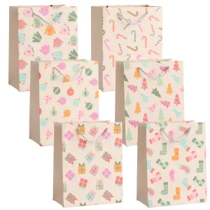 Assorted Festive Pastel Christmas Gift Bags