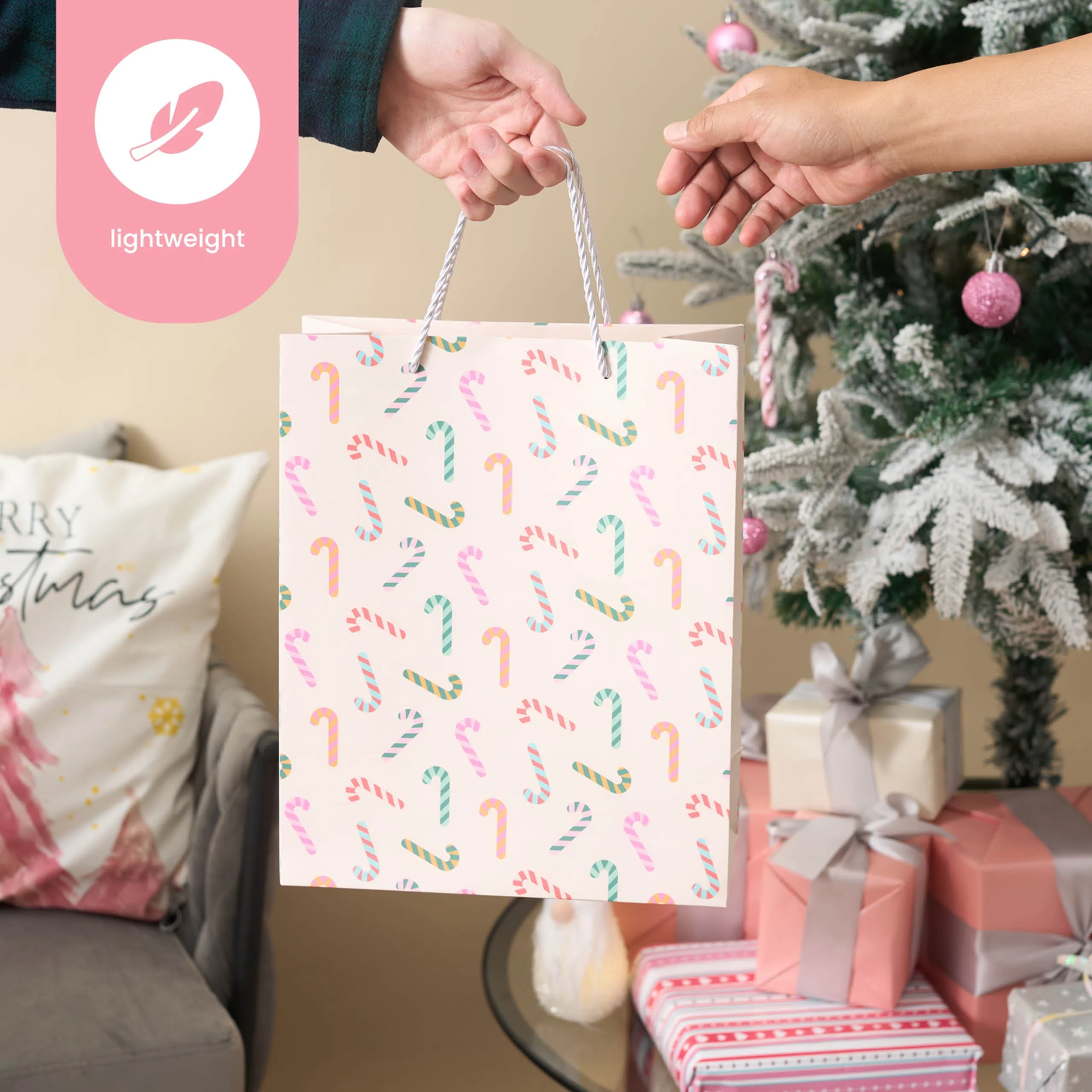 Assorted Festive Pastel Christmas Gift Bags