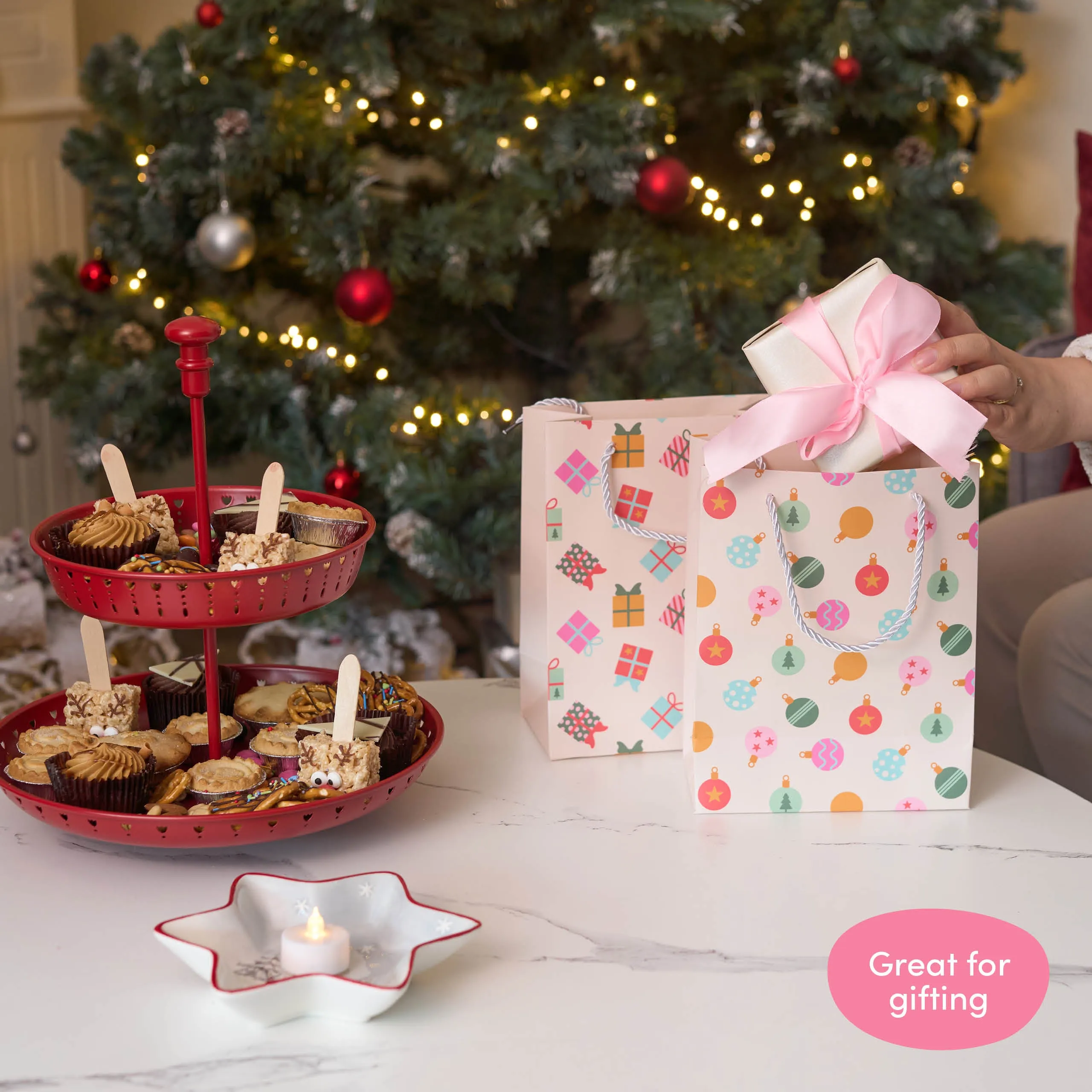 Assorted Festive Pastel Christmas Gift Bags