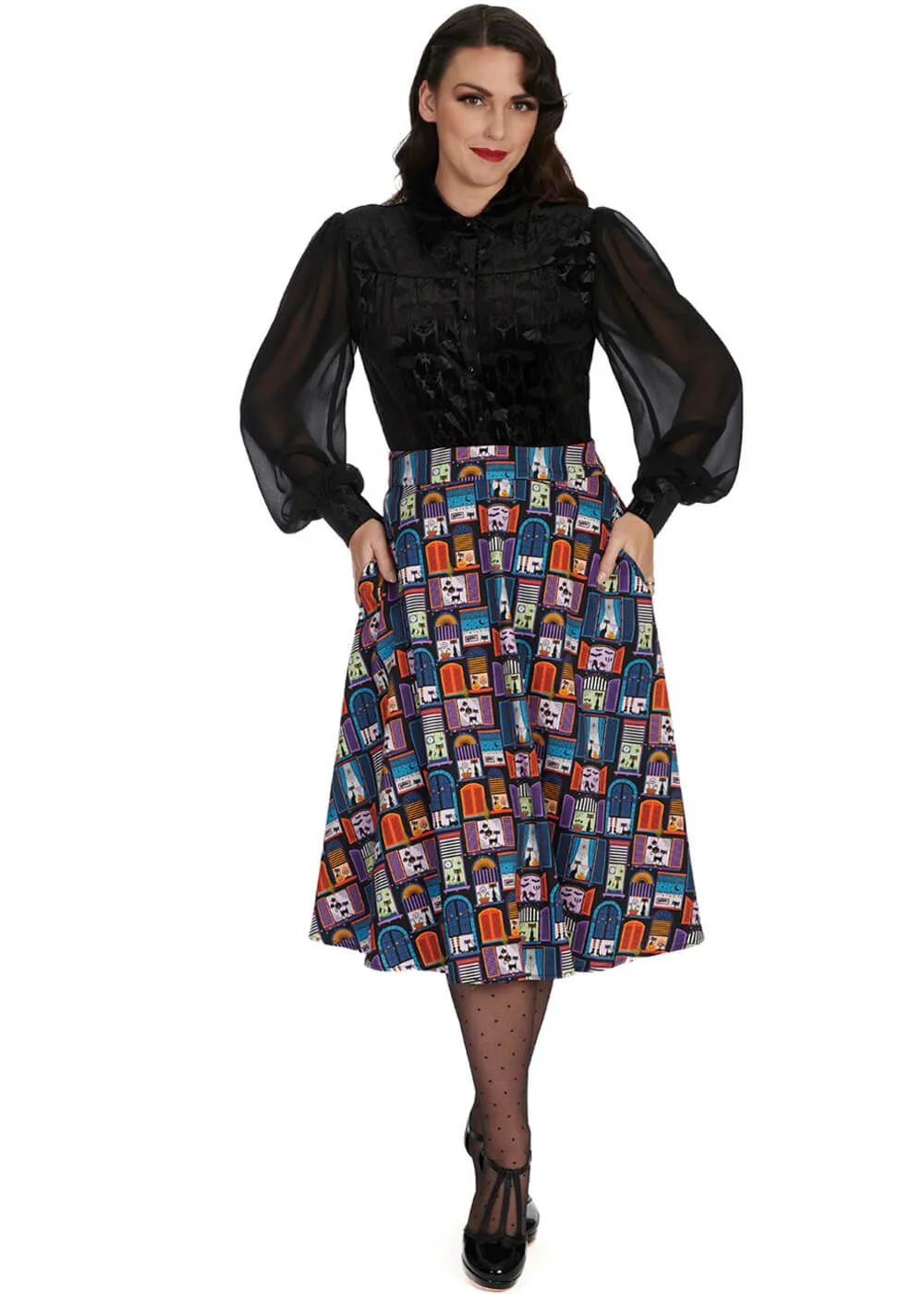 Banned Alternative Velvet Bat Blouse Black