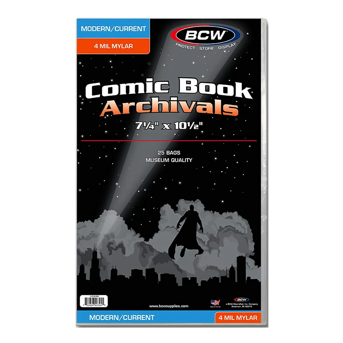 BCW Comic Book Mylar Bags Current Comic 4 MIL Mylar (7" 1/4 x 10" 1/2) (25 Bags Per Pack)