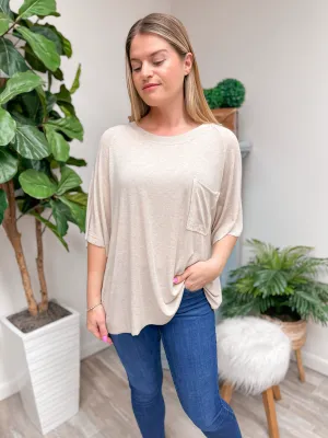 Boxy Raglan Pocket Tee by POL - Latte
