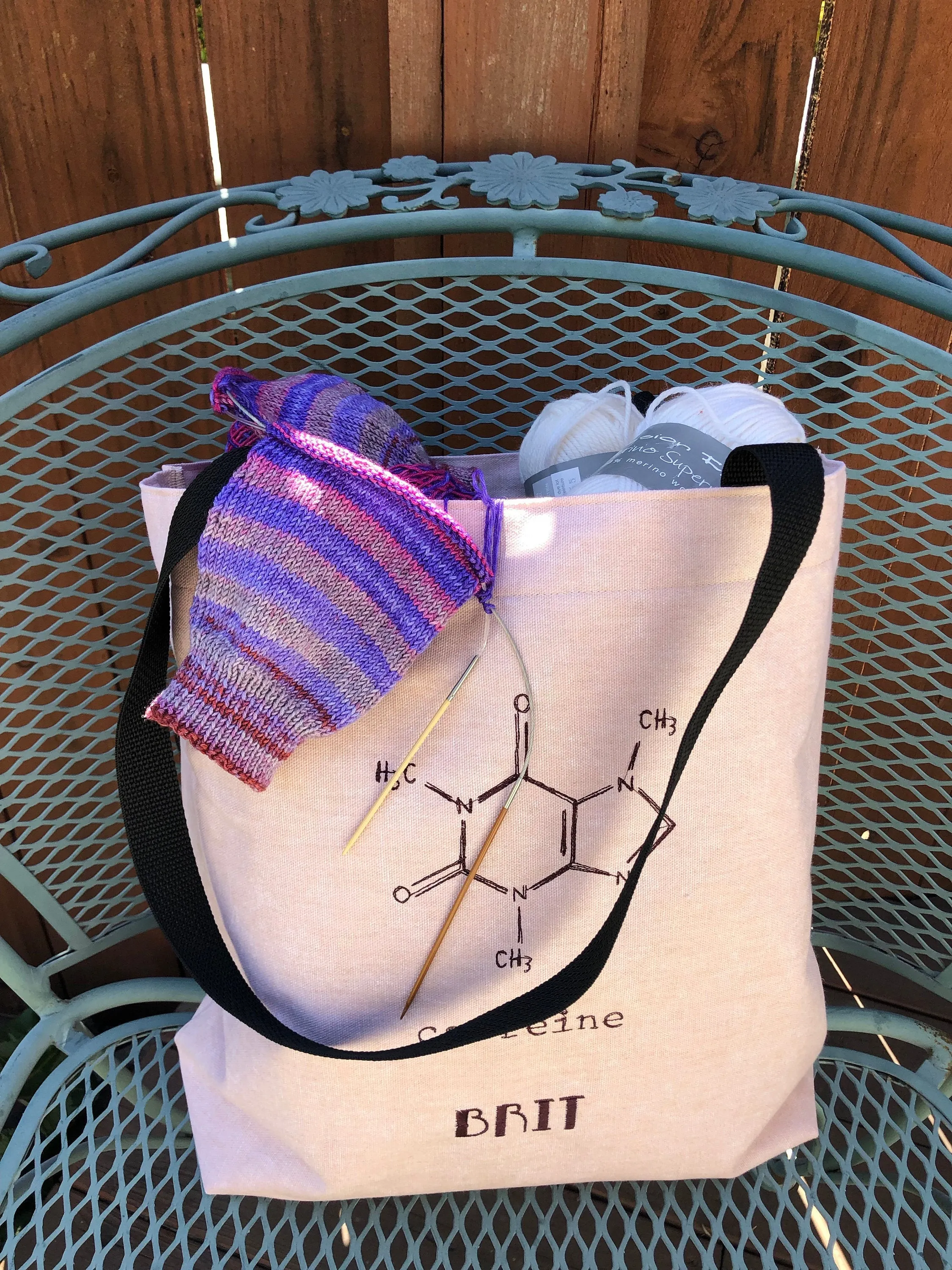 Caffeine Lovers Embroidered Tote Bag | stitchywoman.net