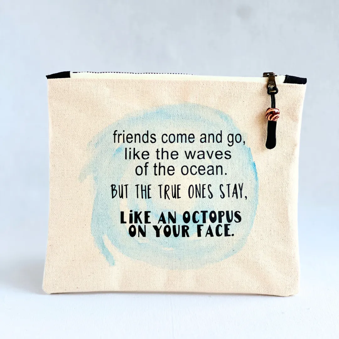 Canvas zip bag painted SMALL - friends come and go