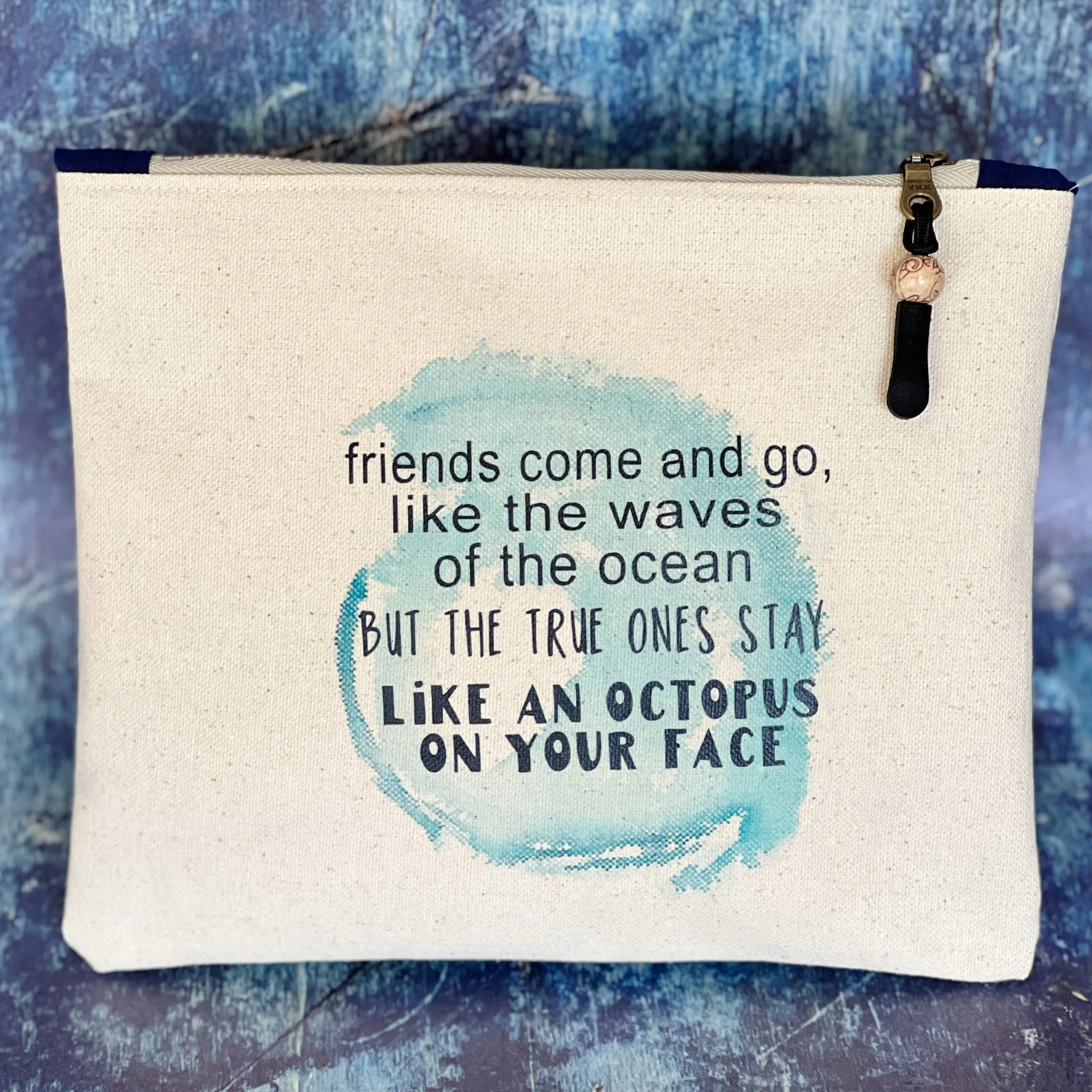 Canvas zip bag painted SMALL - friends come and go