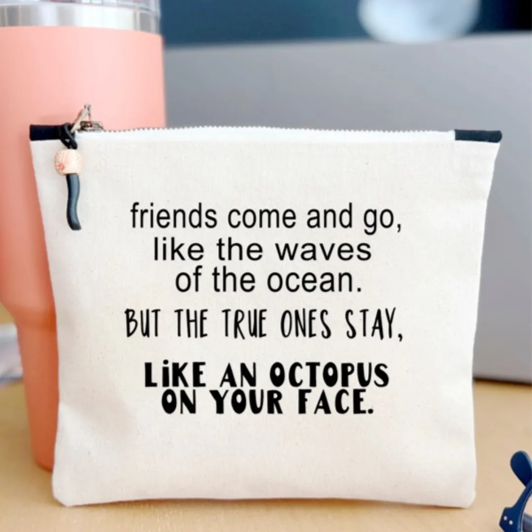 Canvas zip bag painted SMALL - friends come and go