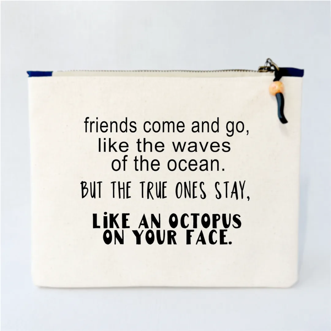 Canvas zip bag painted SMALL - friends come and go