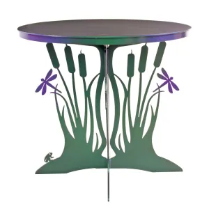 Cattail Patio Table, End Table, Metal Outdoor-Indoor Sculptural Furniture by Cricket Forge