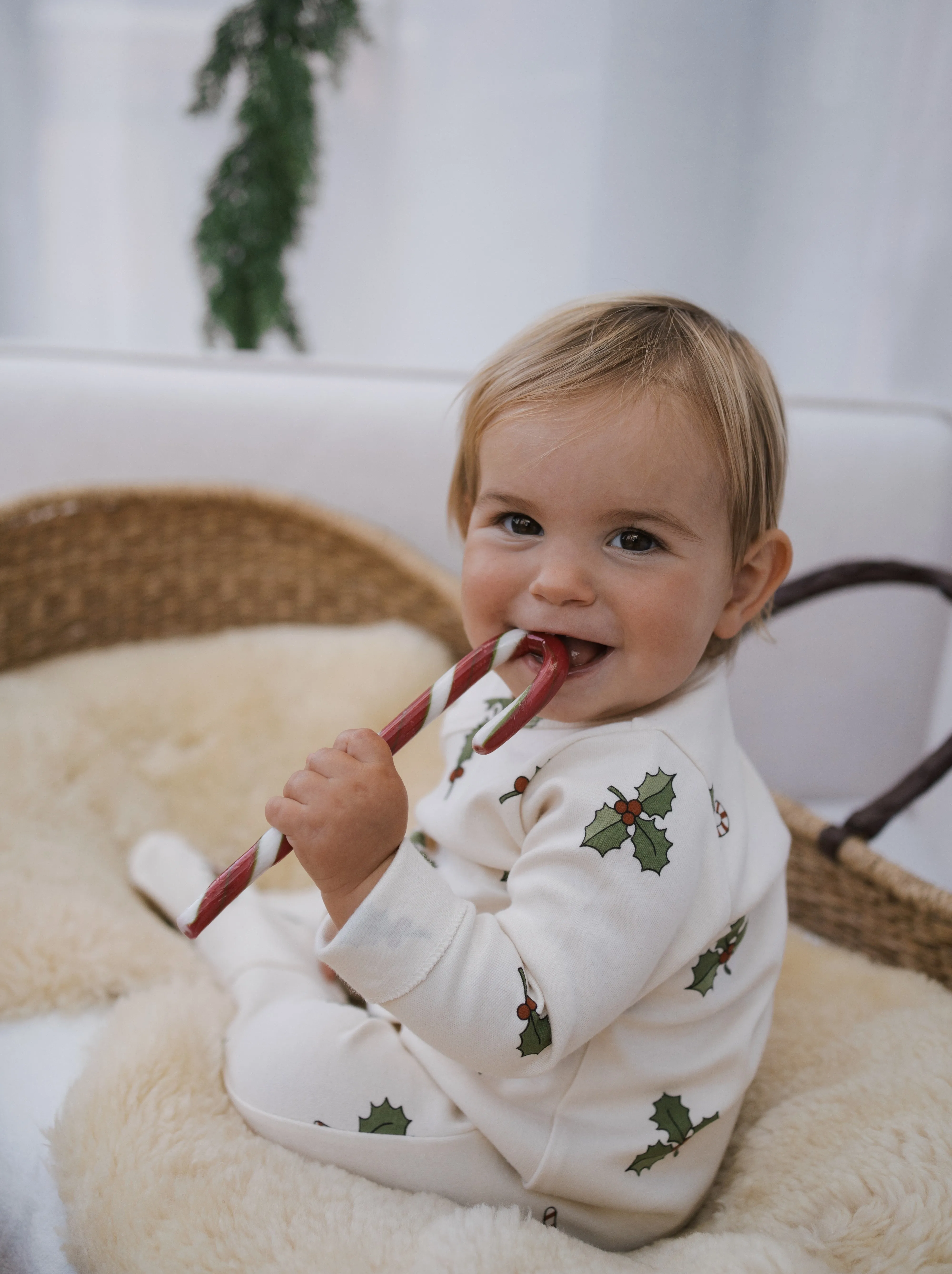 Christmas Holly Footed Suit
