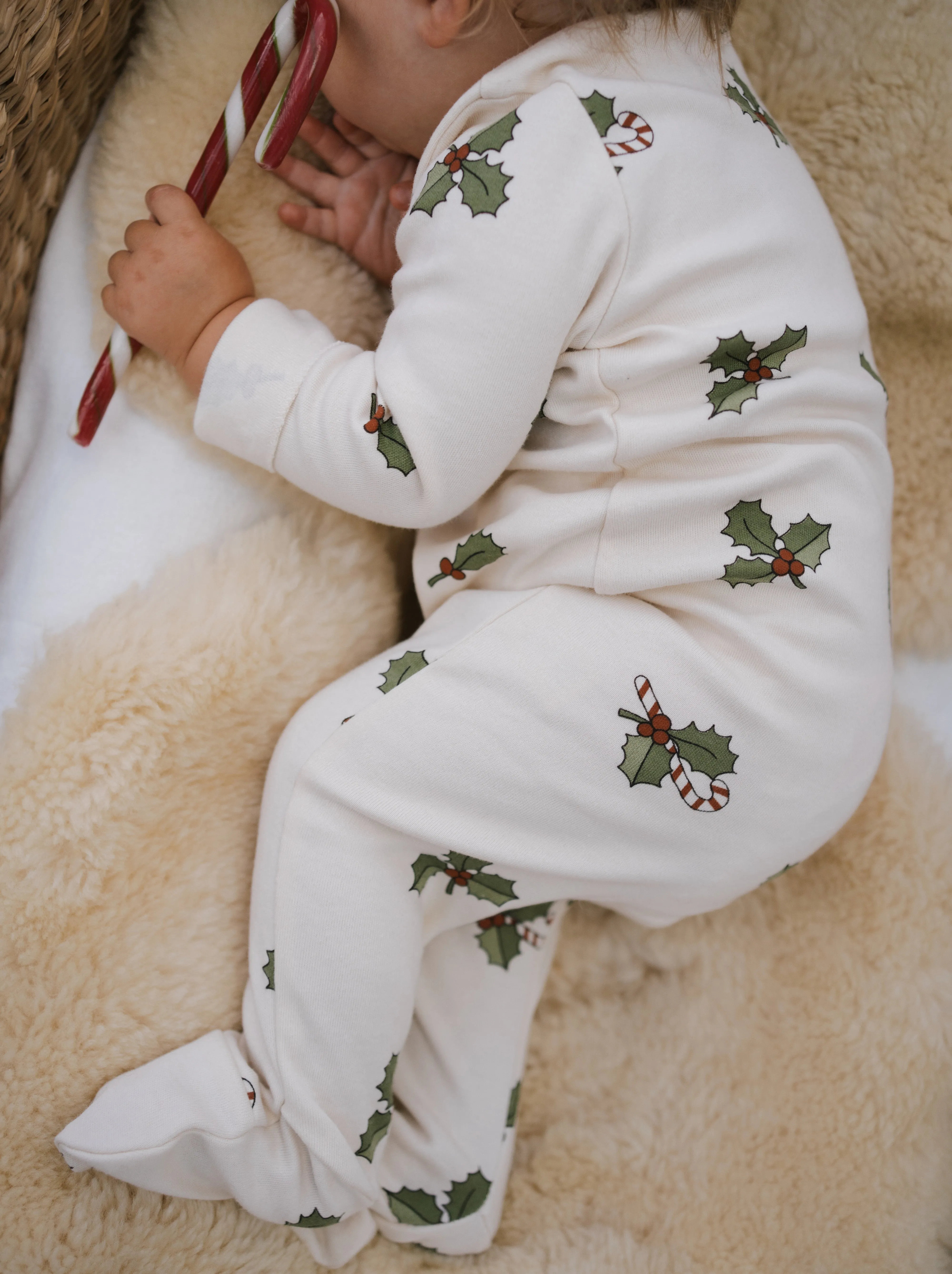 Christmas Holly Footed Suit