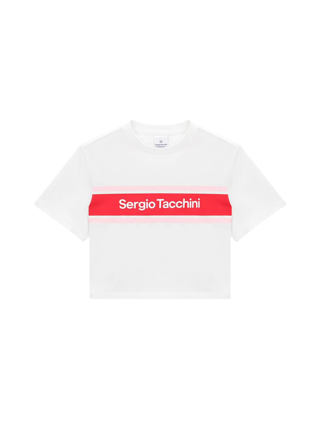Color Block Crop T-Shirt- Off White/ Red