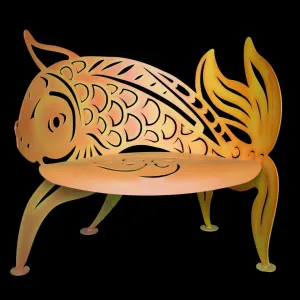 Curved Koi Bench Metal Indoor-Outdoor Furniture by Cricket Forge