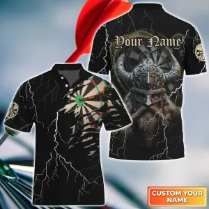 Darts Paint Splash Personalized Name 3D Viking And Darts Polo Shirt With Pocket For Dart Team Player 45