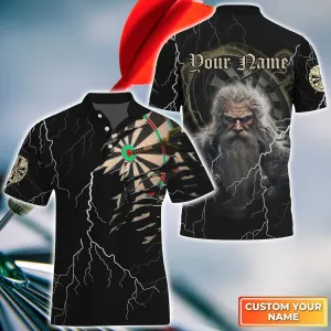 Darts Paint Splash Personalized Name 3D Viking And Darts Polo Shirt With Pocket For Dart Team Player 46