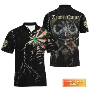 Darts Paint Splash Personalized Name & Team Name 3D Viking And Darts Polo Shirt With Pocket For Dart Team Player 45