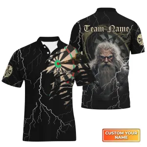 Darts Paint Splash Personalized Name & Team Name 3D Viking And Darts Polo Shirt With Pocket For Dart Team Player 46