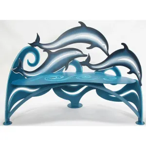 Dolphin Bench Metal Indoor-Outdoor Furniture by Cricket Forge