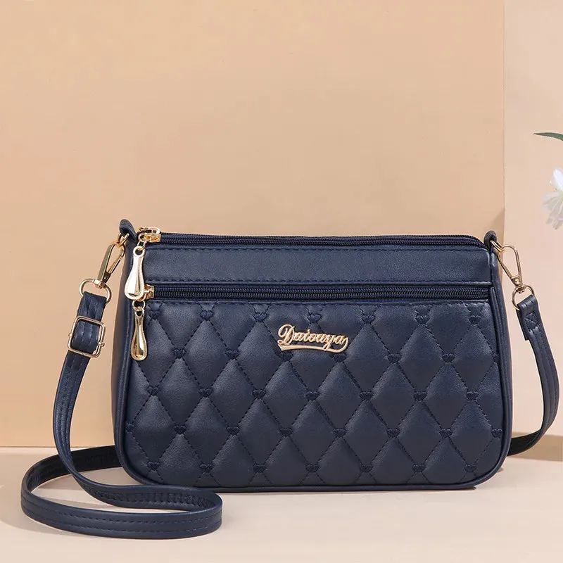 Embroidered Leather Messenger Bag with Fur Ball – Women's Handbag