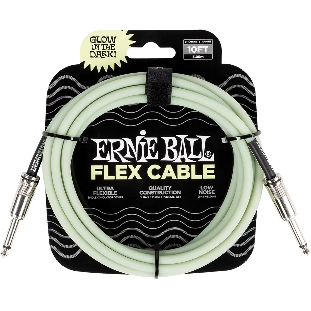 Ernie Ball Flex 10ft / 3m Glow In The Dark Straight Jack - Straight Jack Cable