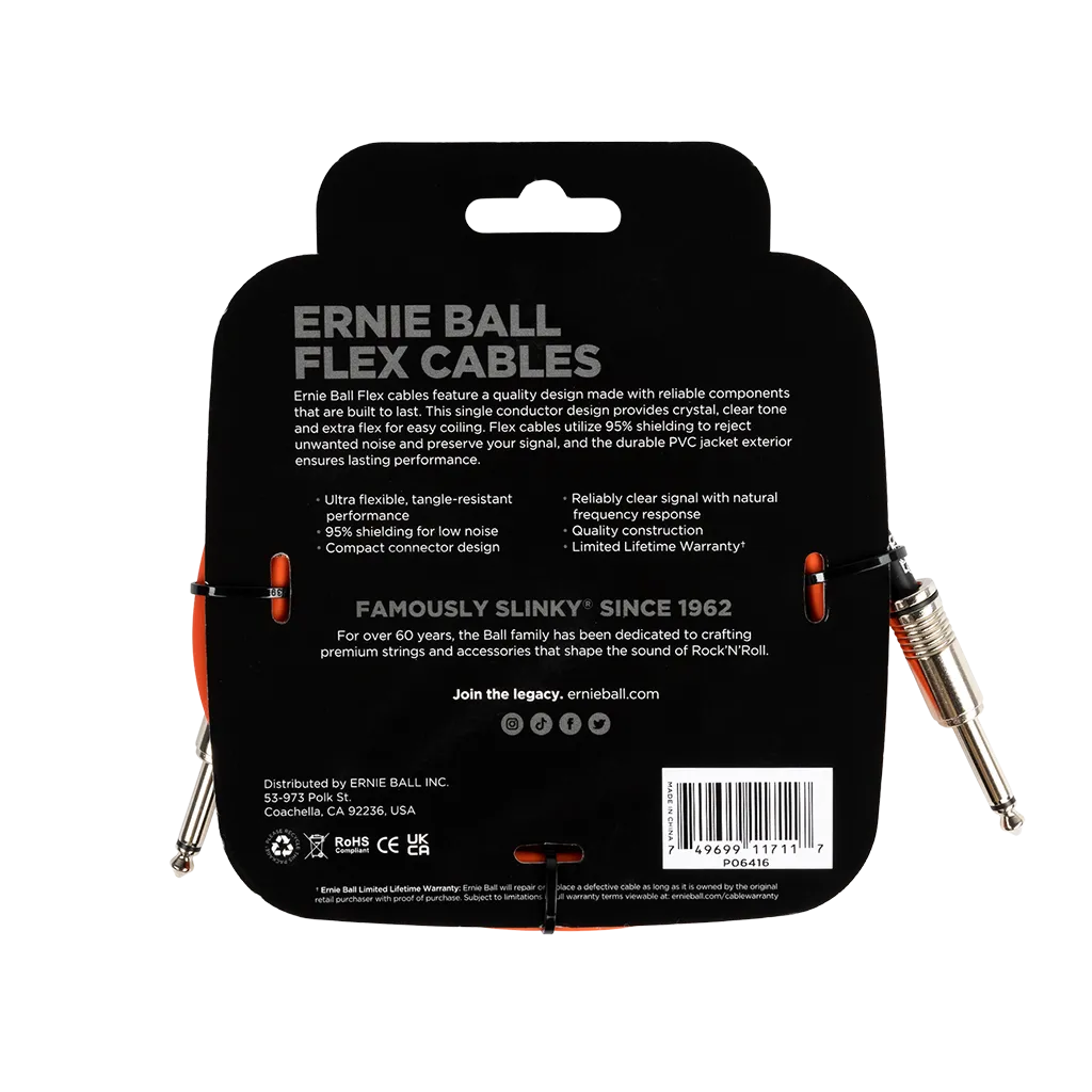 Ernie Ball Flex Instrument Cable - 10ft Orange