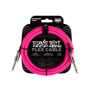 Ernie Ball Flex Instrument Cable Straight/Straight 10ft - Pink