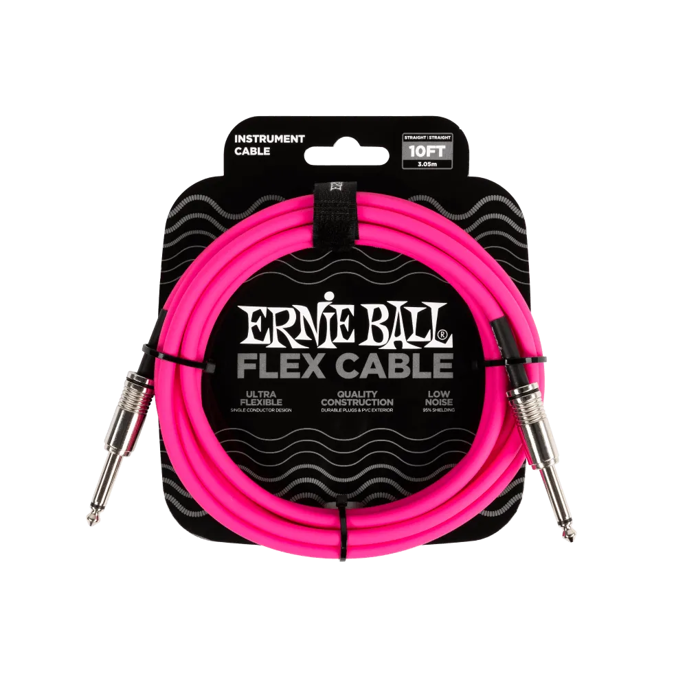 Ernie Ball Flex Instrument Cable Straight/Straight 10ft - Pink