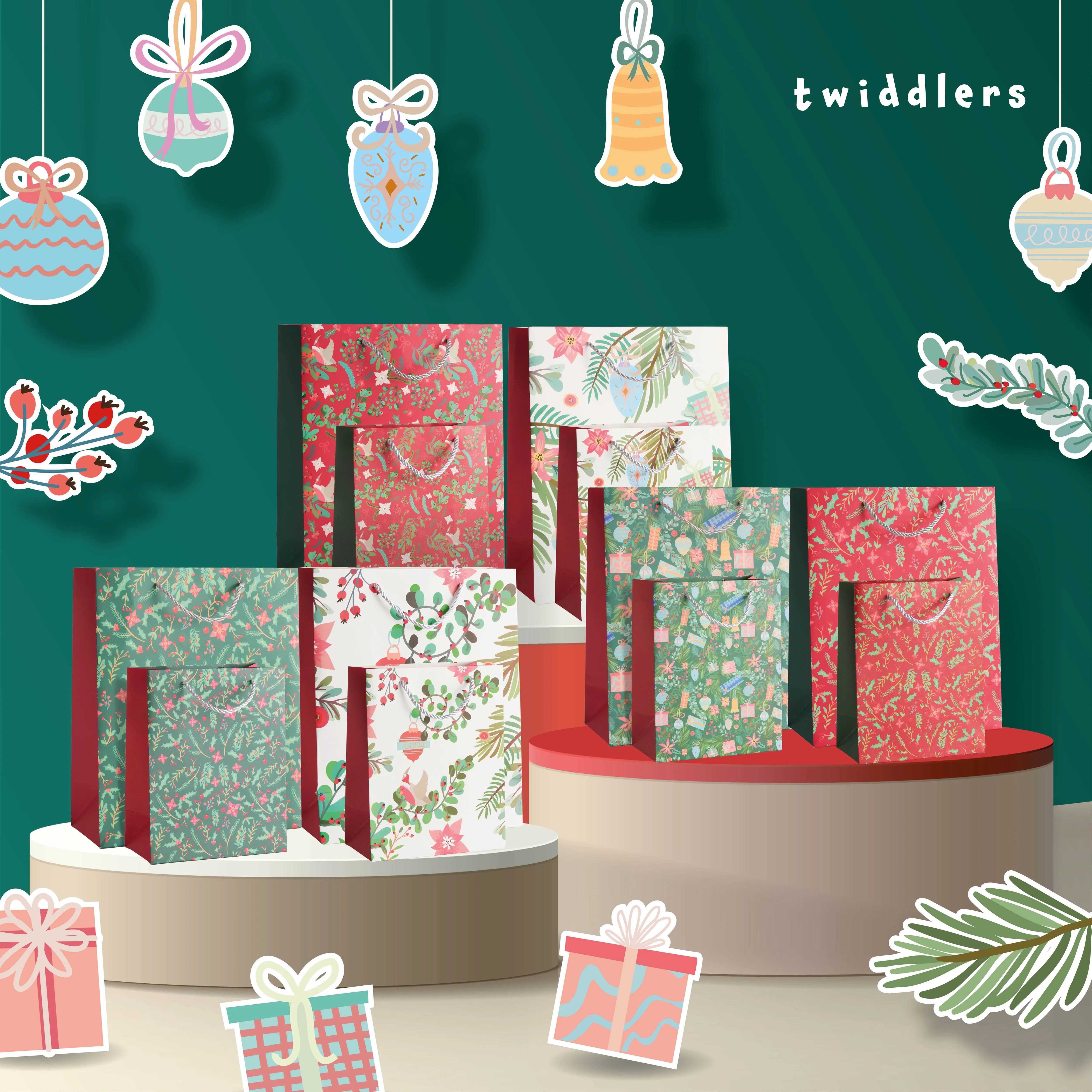 Festive Floral Christmas Gift Bags