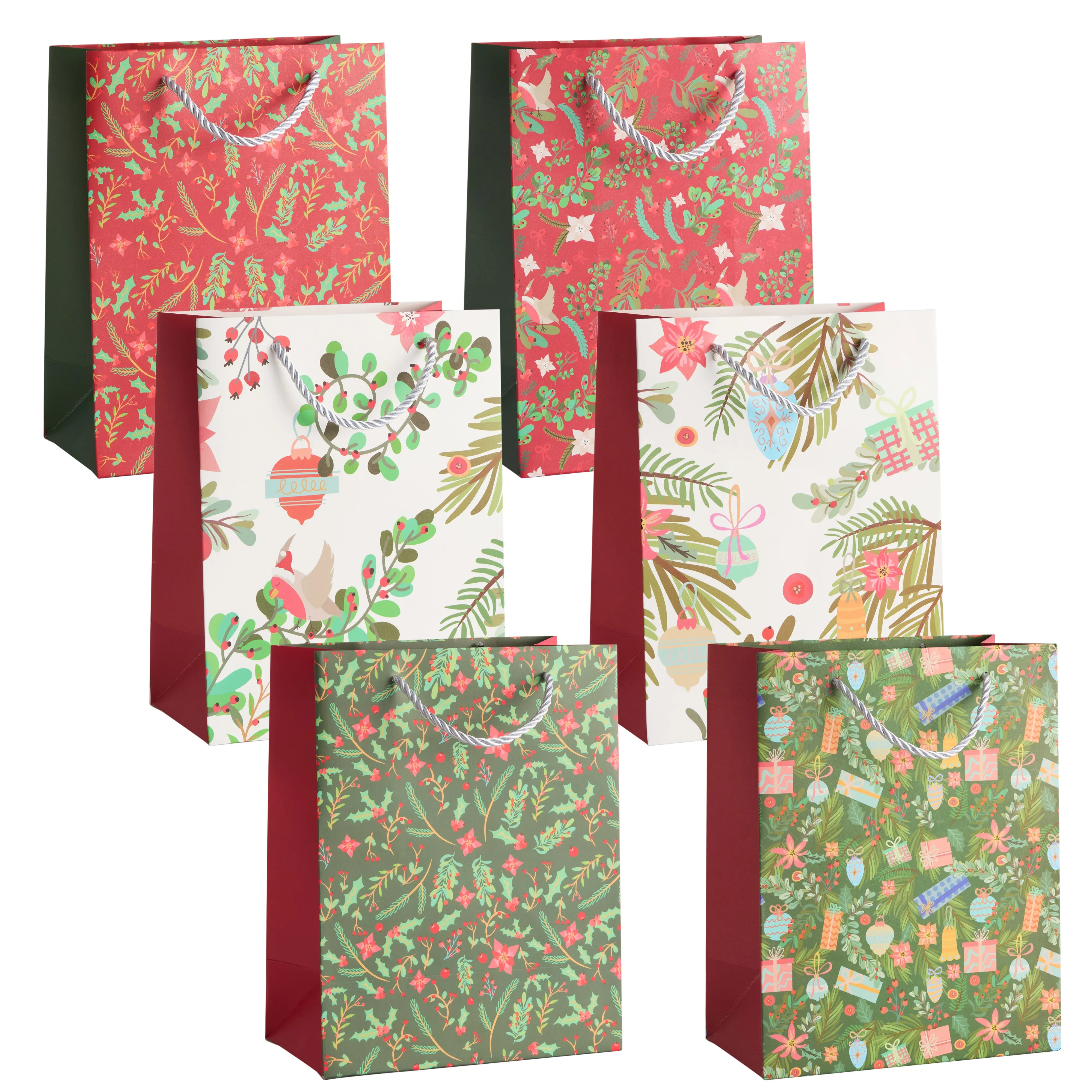 Festive Floral Christmas Gift Bags