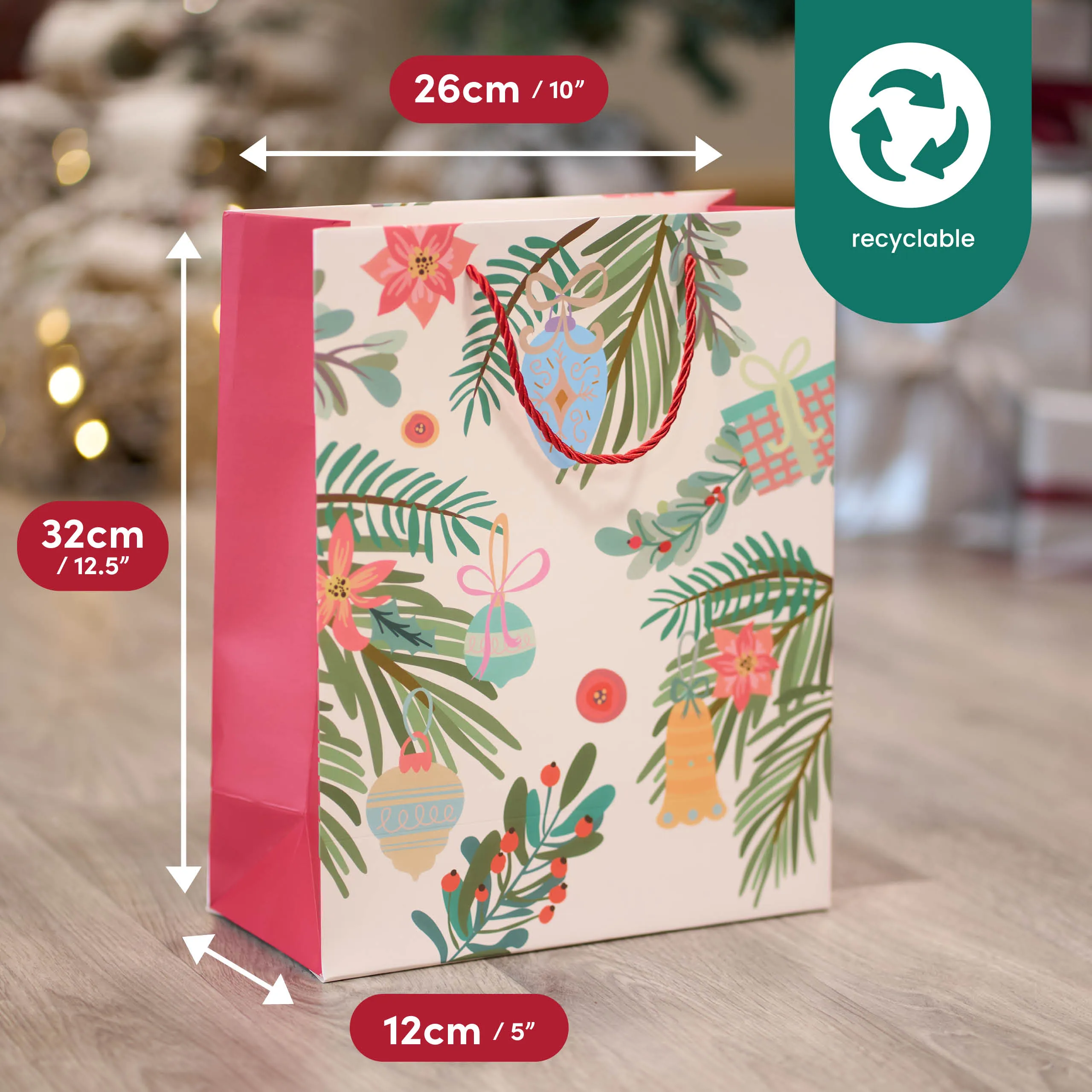 Festive Floral Christmas Gift Bags