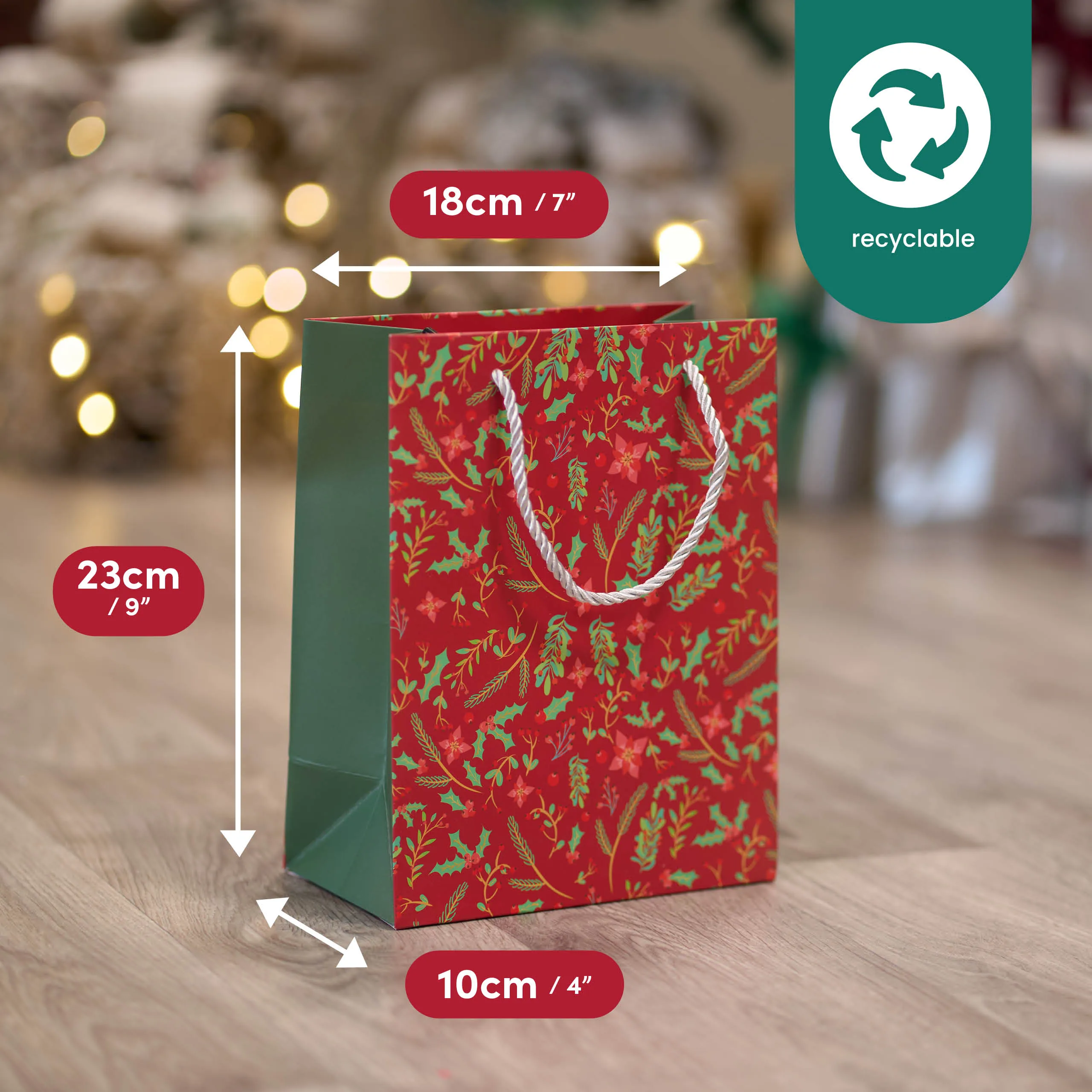 Festive Floral Christmas Gift Bags