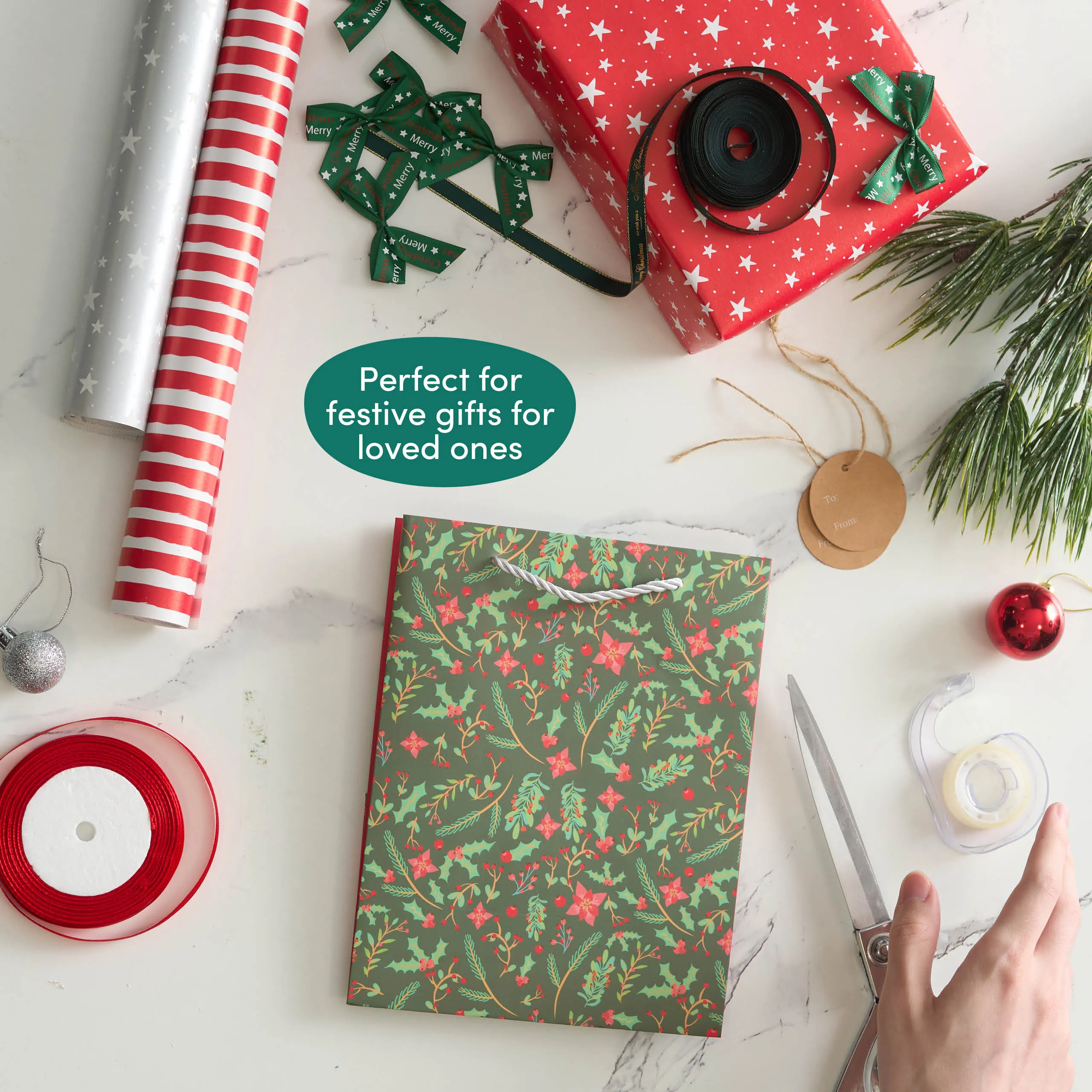 Festive Floral Christmas Gift Bags