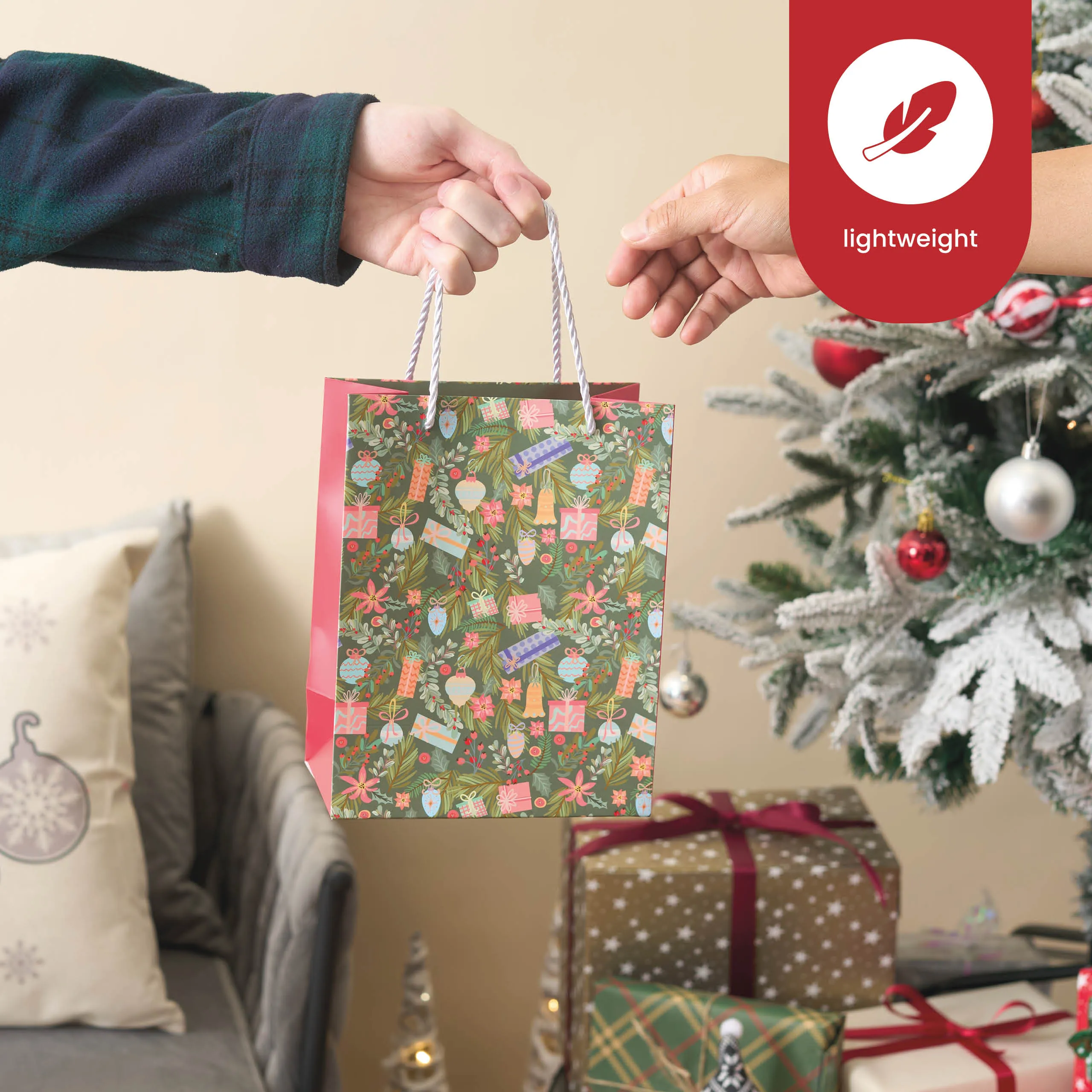 Festive Floral Christmas Gift Bags