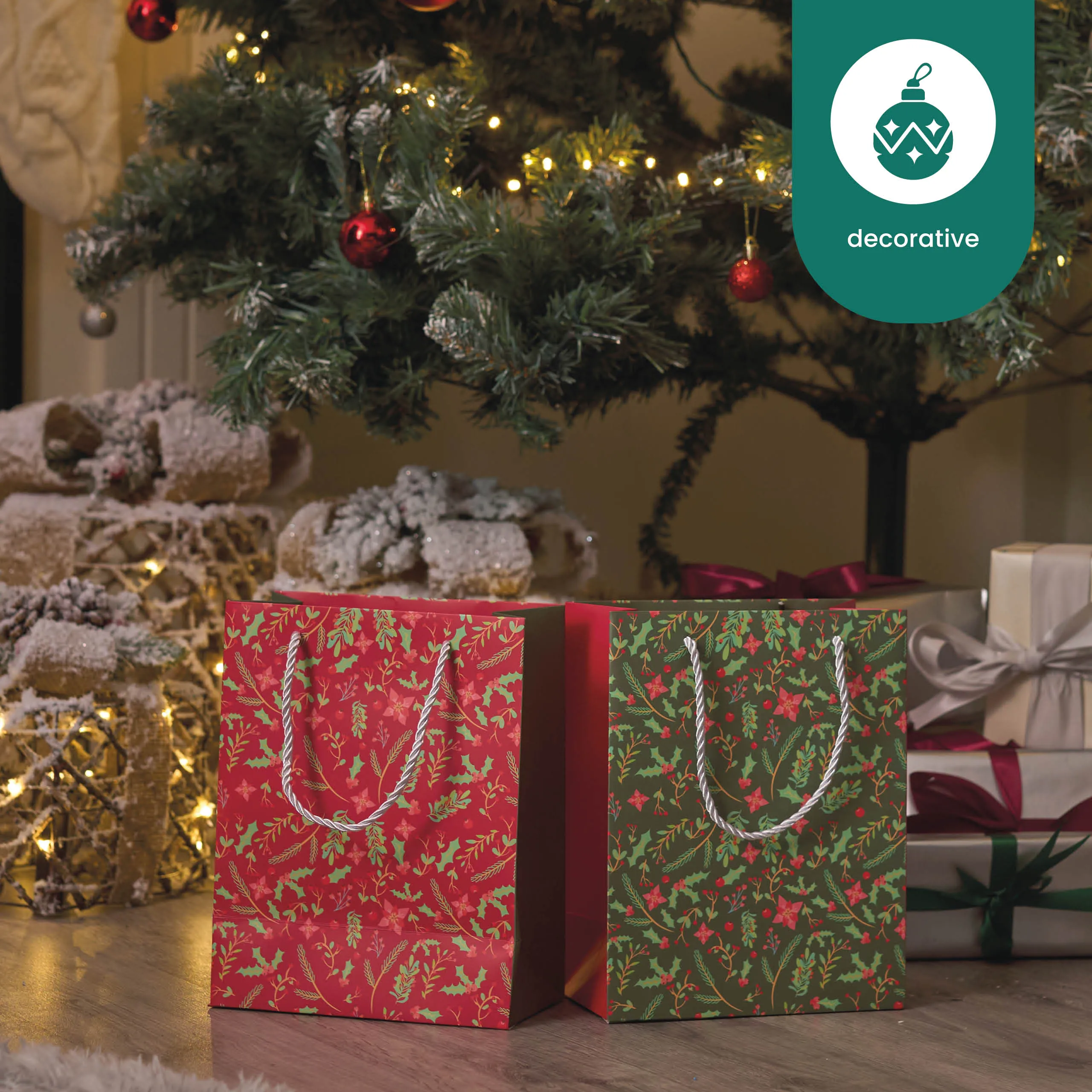 Festive Floral Christmas Gift Bags