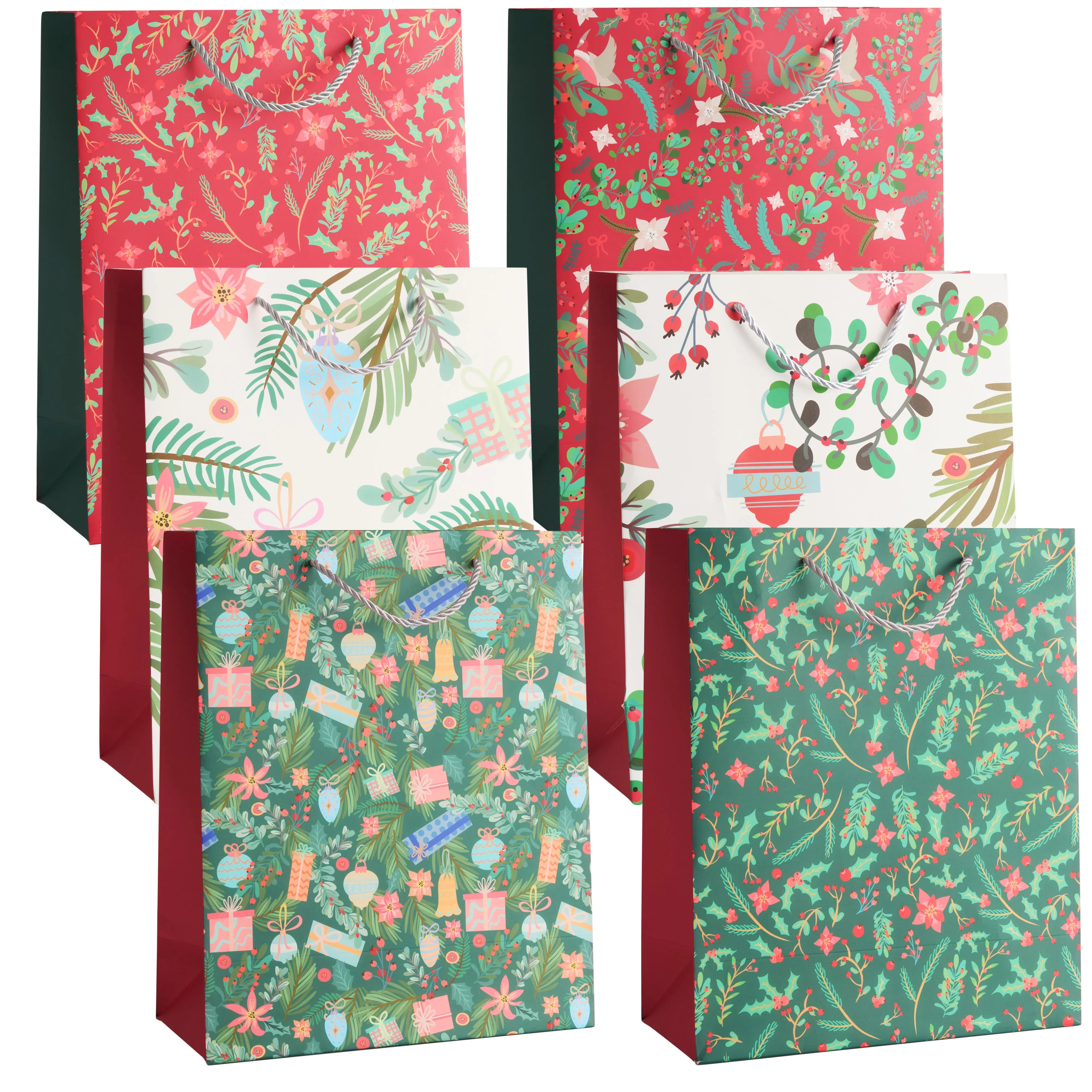 Festive Floral Christmas Gift Bags