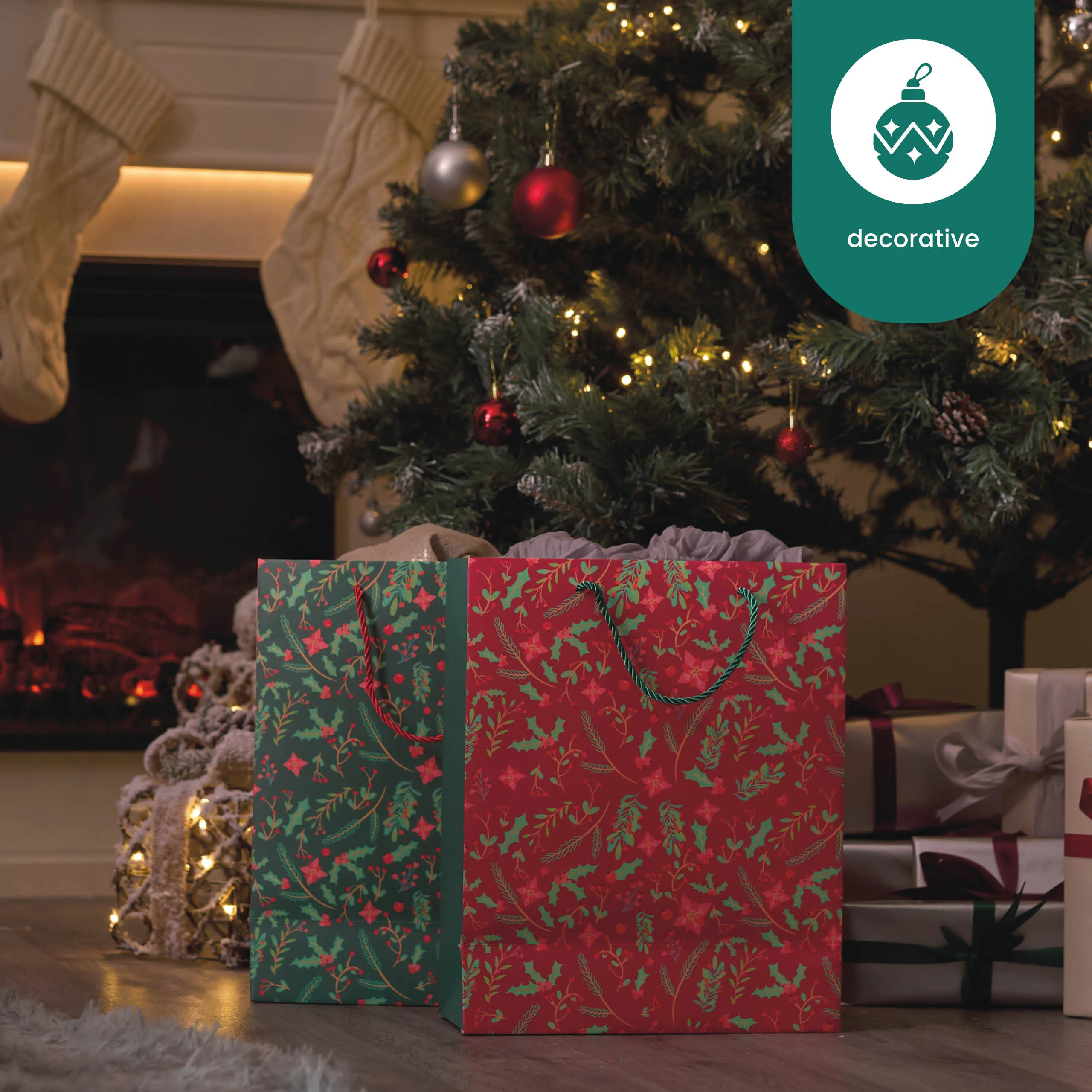 Festive Floral Christmas Gift Bags