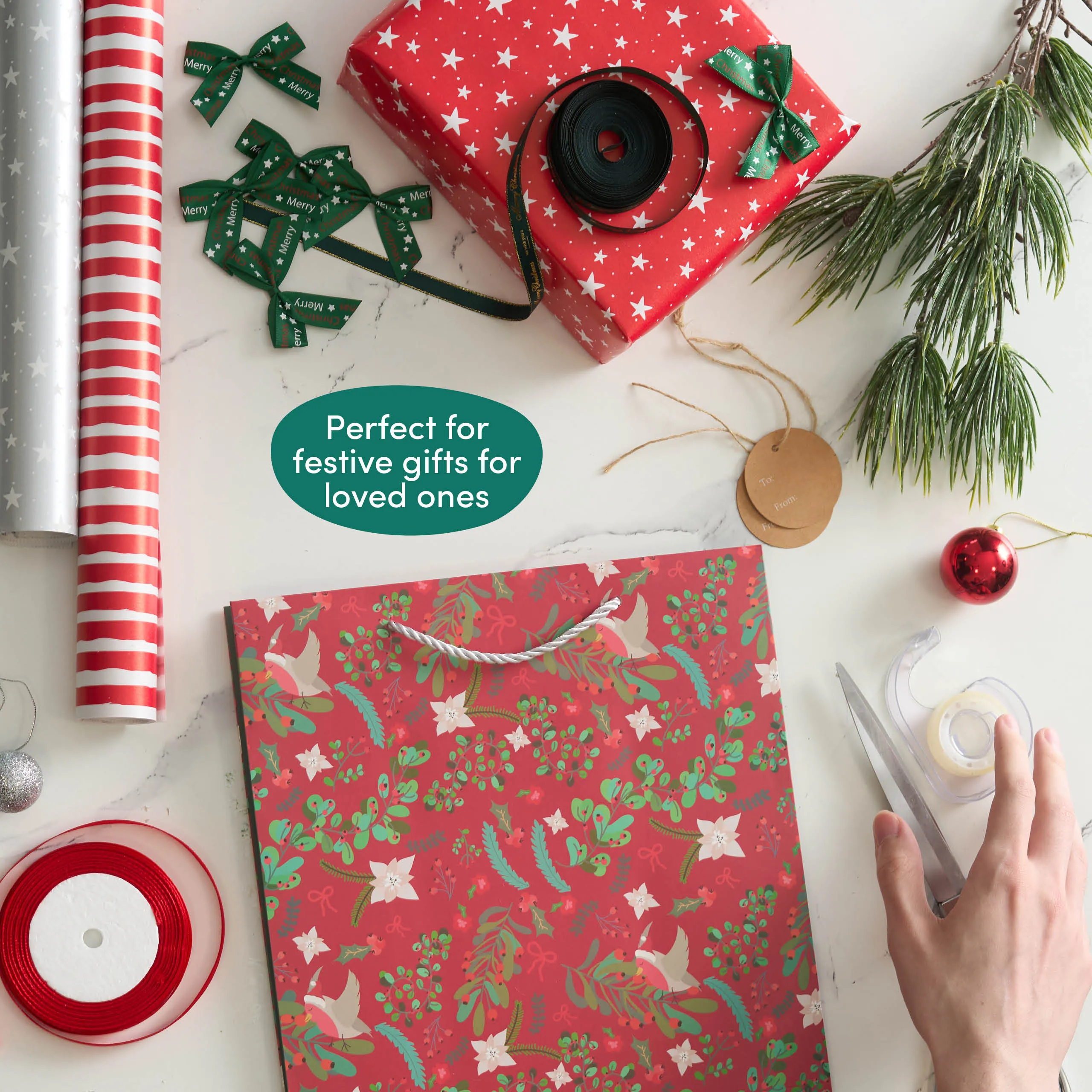 Festive Floral Christmas Gift Bags