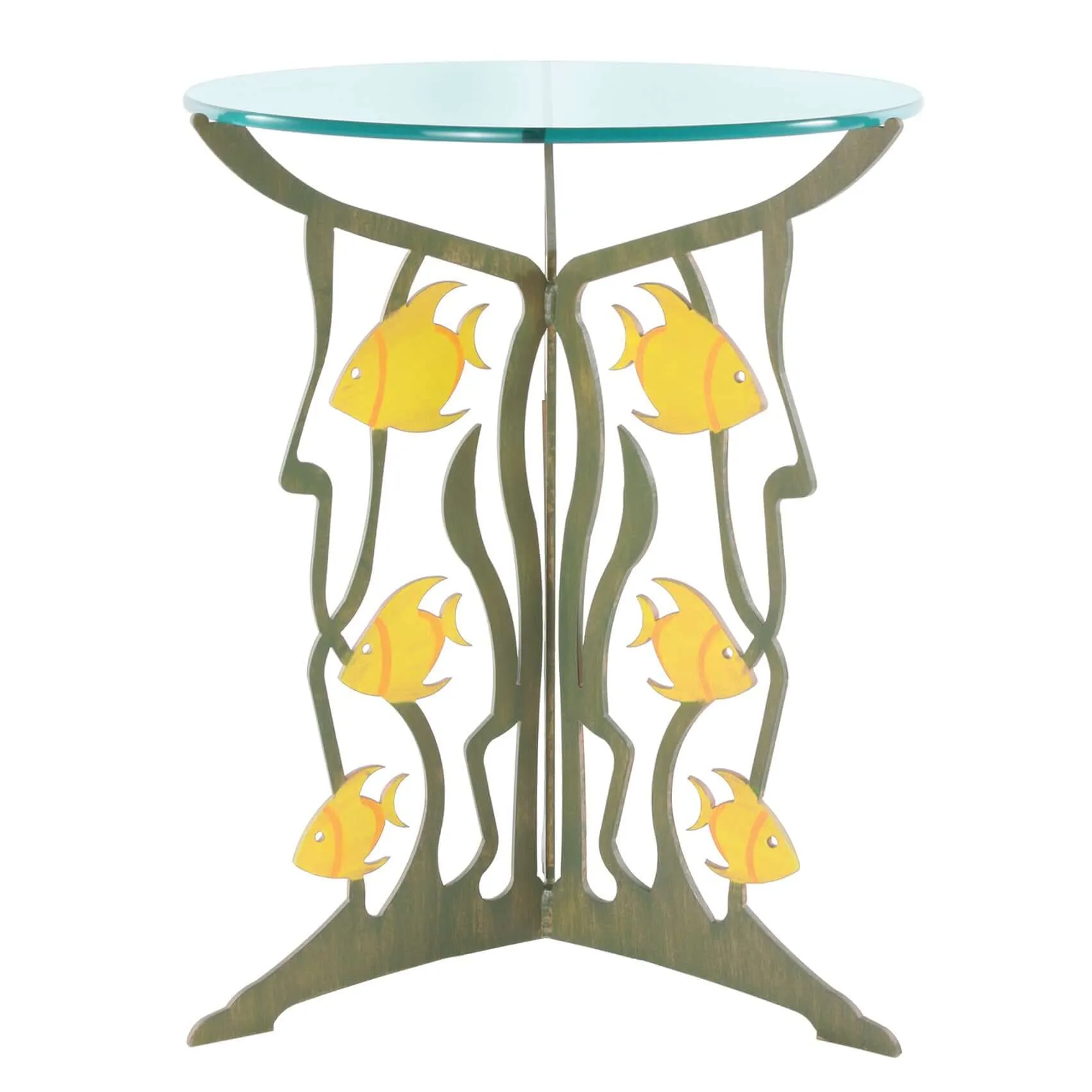 Fish Table, End Table, Metal Outdoor-Indoor Sculptural Furniture by Cricket Forge