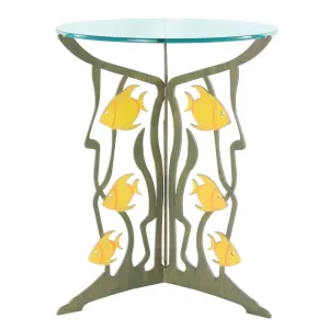 Fish Table, End Table, Metal Outdoor-Indoor Sculptural Furniture by Cricket Forge