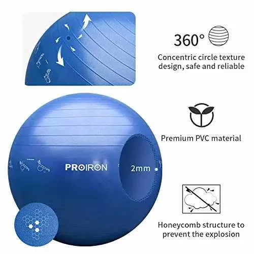 Fitness Yoga Ball with Postures - 55/65/75cm