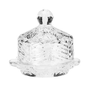 Floral Round Butter Dish - Glass