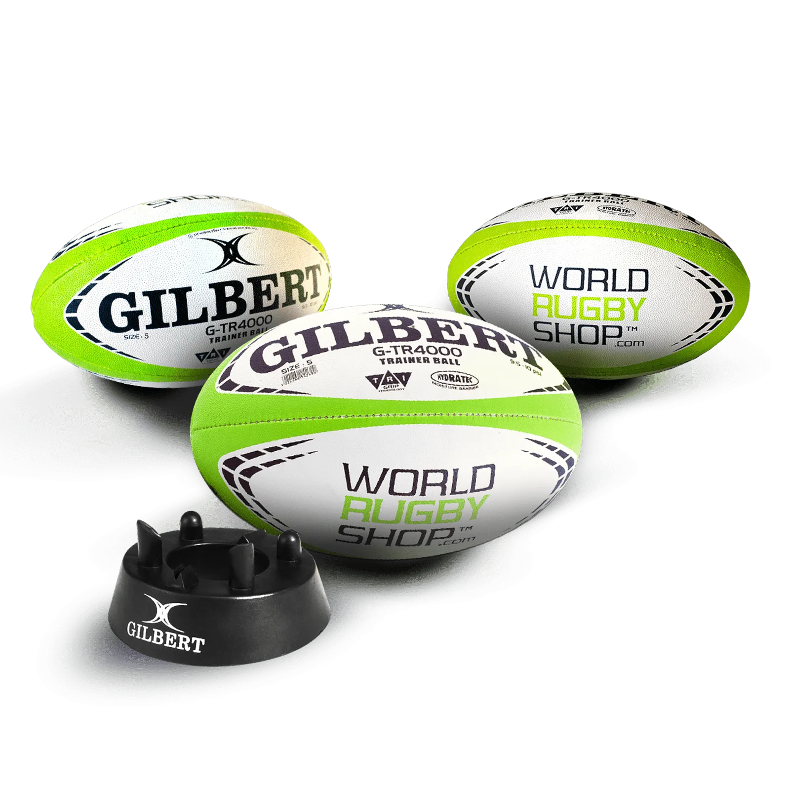 Gilbert WRS G-TR4000 Rugby Training Ball Size 5 Set of 3   Kicking Tee