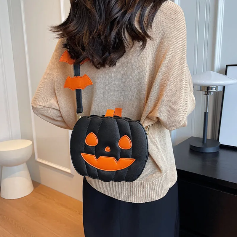 Halloween Bags Funny Pumpkin Cartoon  Bat Crossbody Bag