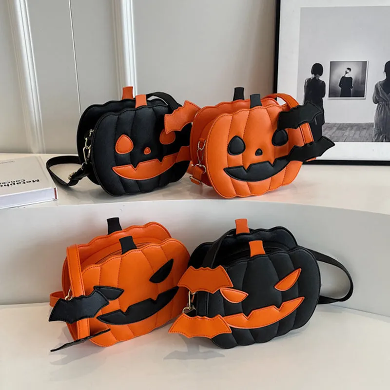 Halloween Bags Funny Pumpkin Cartoon  Bat Crossbody Bag