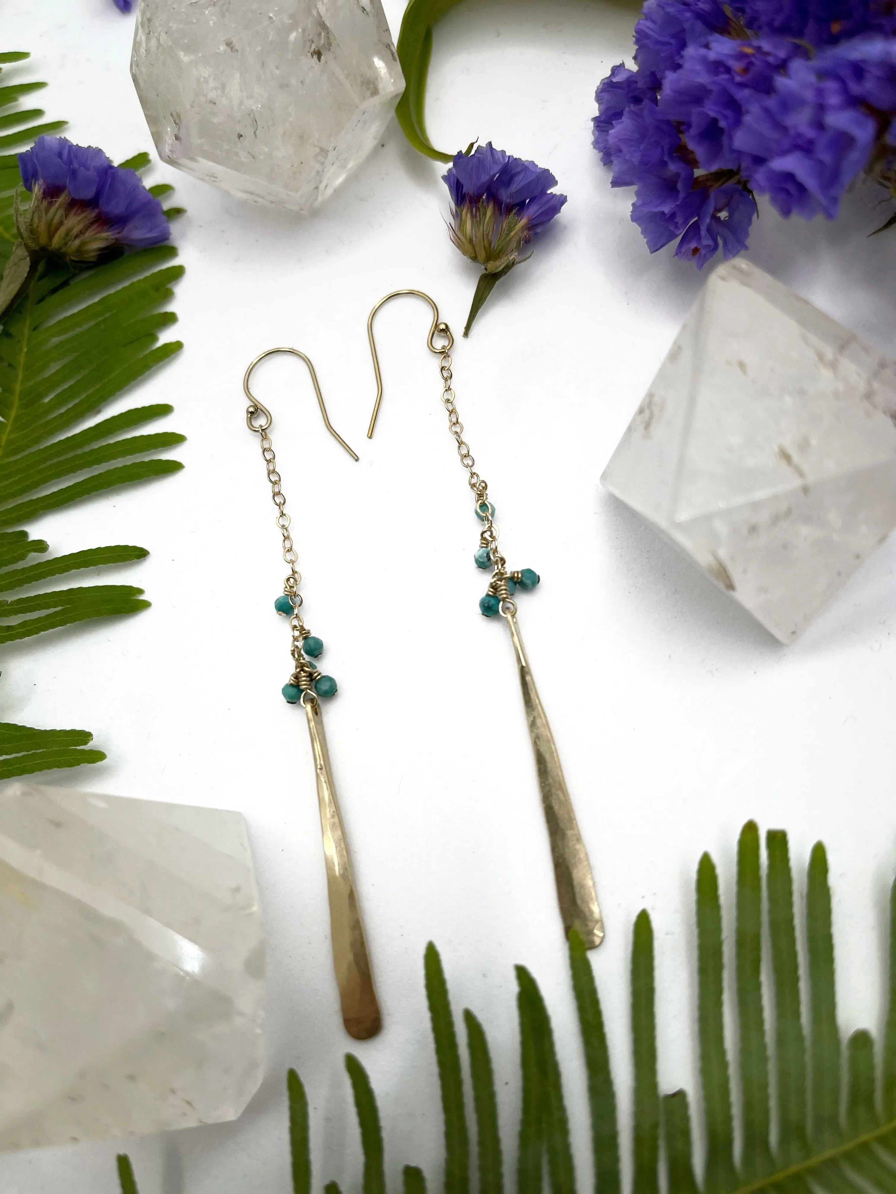 Hammered Metal Stick Bead Earrings
